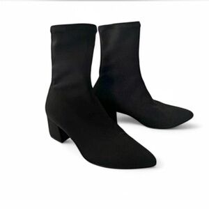 Vagabond Mya Black Nylon Pointed Toe Pull On Ankle Stacked Heel Boots 41 9.5